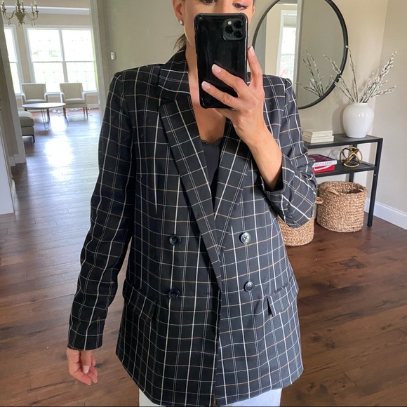 Plaid oversized black blazer - Picture 3 of 12